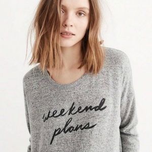 A&F Marled Grey Sweater So Soft Oversized Relaxed Fit Long Sleeve Crewneck